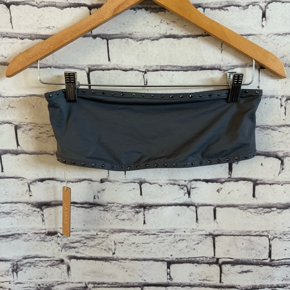 SKIMS Rhinestone Swim Bandeau Bikini Top SZ M NEW - Picture 3 of 6